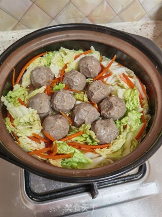 白菜粉丝肉丸煲步骤8