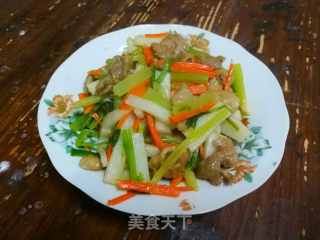 芹菜肉片炒年糕步骤11