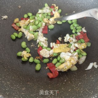 鸡蛋淡菜炒毛豆步骤15