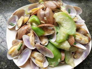 油蛤炒丝瓜步骤9