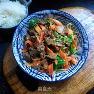 洋葱红萝卜炒牛肉步骤13