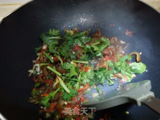 红辣椒香菜炒卤猪皮步骤10