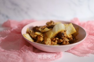 鸡肉烧白菜梗步骤7