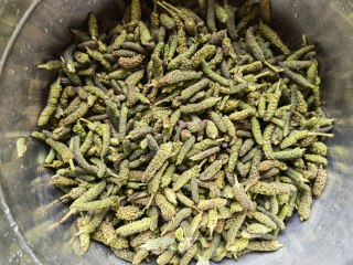 小米椒蒜苔蒸炒楮桃穗步骤3