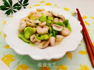    春天清淡美食～ 蚕豆虾仁烩蘑菇步骤7