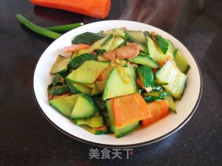 黄瓜胡萝卜片炒肉步骤6