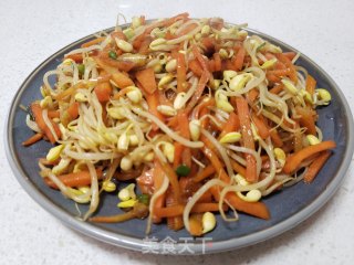 红萝卜炒黄豆芽步骤5