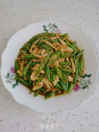 豆角炒鸡丝步骤7