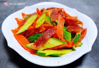 黄瓜胡萝卜炒腊肠步骤10