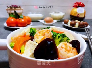 西兰花虾仁木耳炖豆腐步骤16