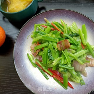腊肉炒菠菜杆步骤14