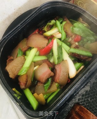 青蒜炒腊猪脸步骤7