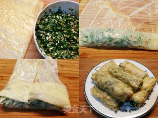 纯素美食～荠菜春笋豆皮卷步骤4