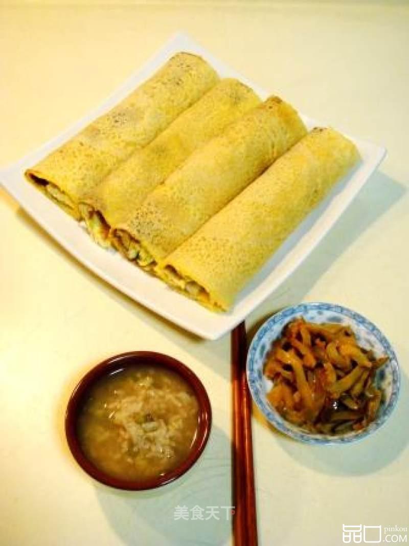 山东特色农家饭“煎饼卷大葱”