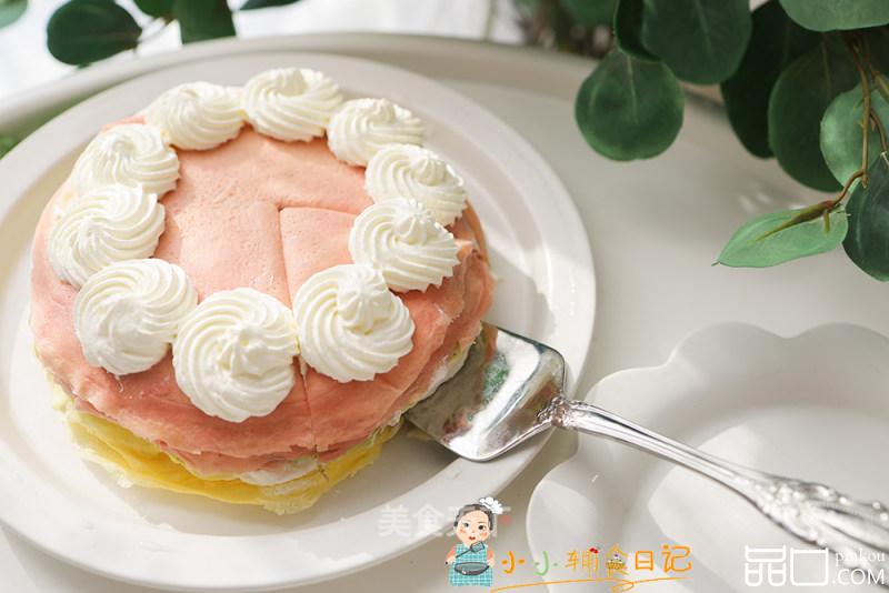 12个月以上辅食三色奶油千层蛋糕
