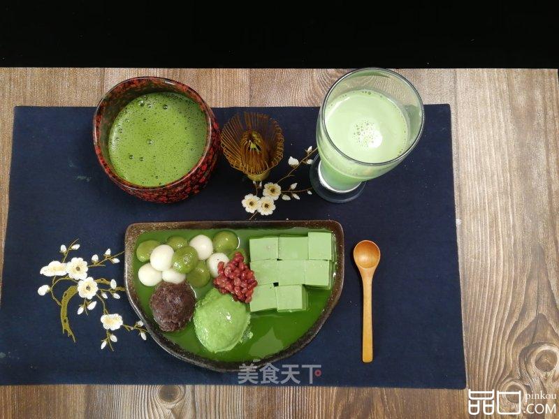 宇治金时(抹茶白玉圆子、抹茶红豆布丁)精致甜点,让你拥有一下午好心情