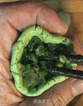 自制菜肉青团步骤4