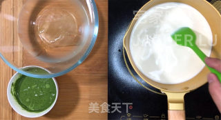 抹茶奶油布丁慕斯，冰爽软滑，奶香甜蜜，炎热夏日的超赞小甜品。步骤4