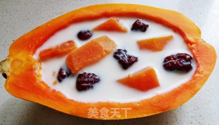 木瓜红枣炖鲜奶步骤8
