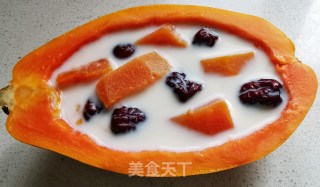 木瓜红枣炖鲜奶步骤7