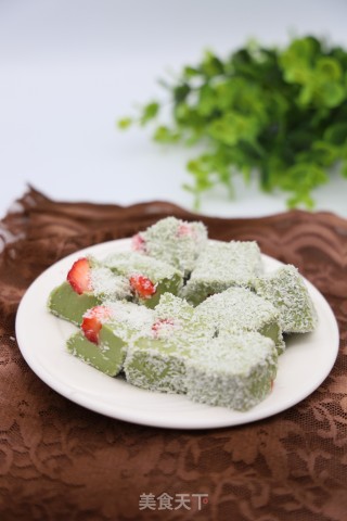 抹茶草莓牛奶小方步骤8