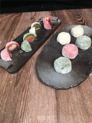 三色冰皮月饼，亲子美食，和孩子一起做吧，软糯可口甜品步骤15